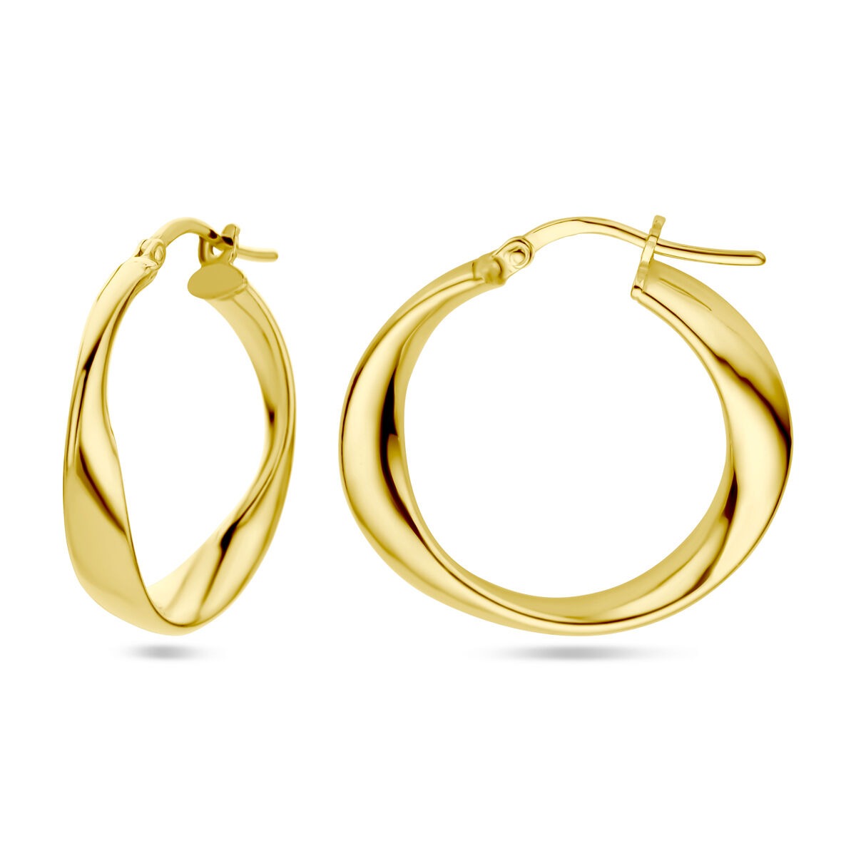 Vergulde zilveren oorringen dames – geelgoud op 925 zilver, 26 mm