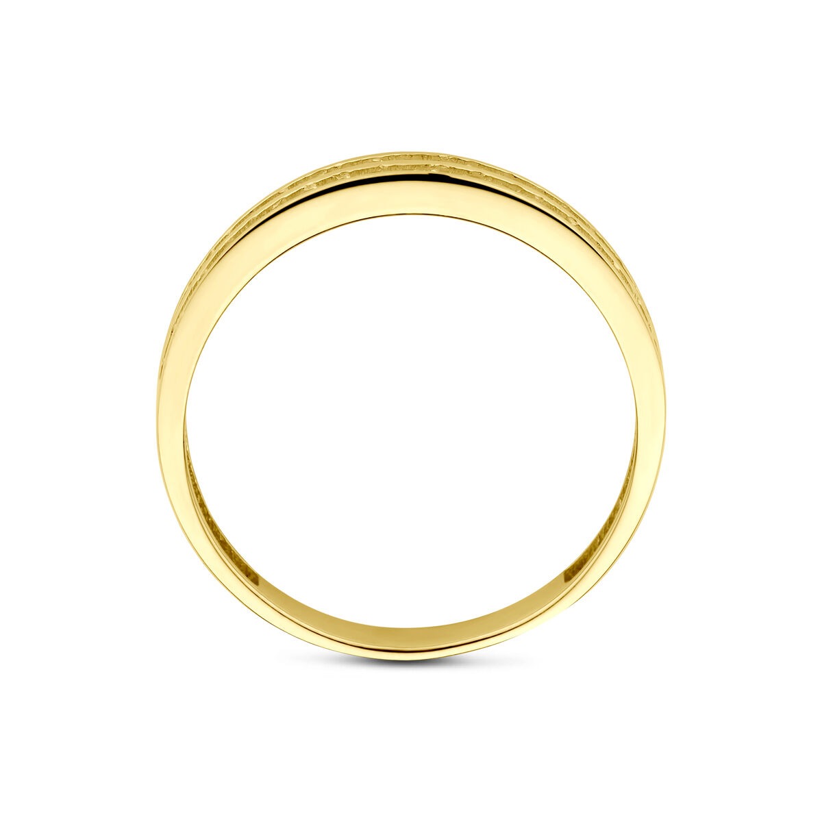 14k Geelgouden ring met zirkonia – alliance rijzetting, 3.5 mm breed