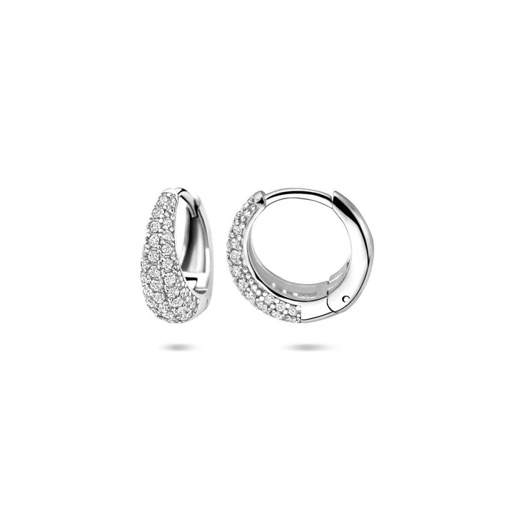 Gerhodineerd 925 zilveren klapoorringen met zirkonia
