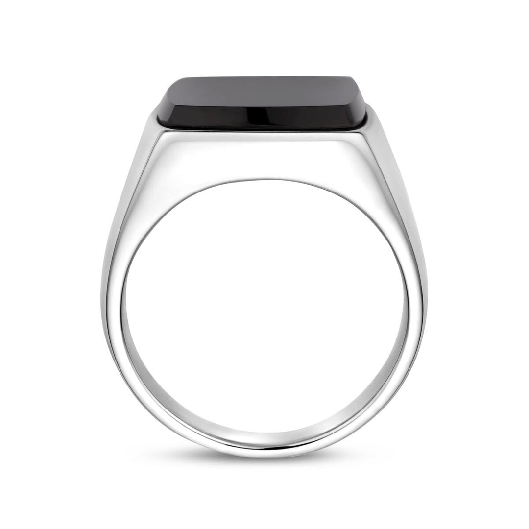 Zilveren heren zegelring met onyx – 16mm breed