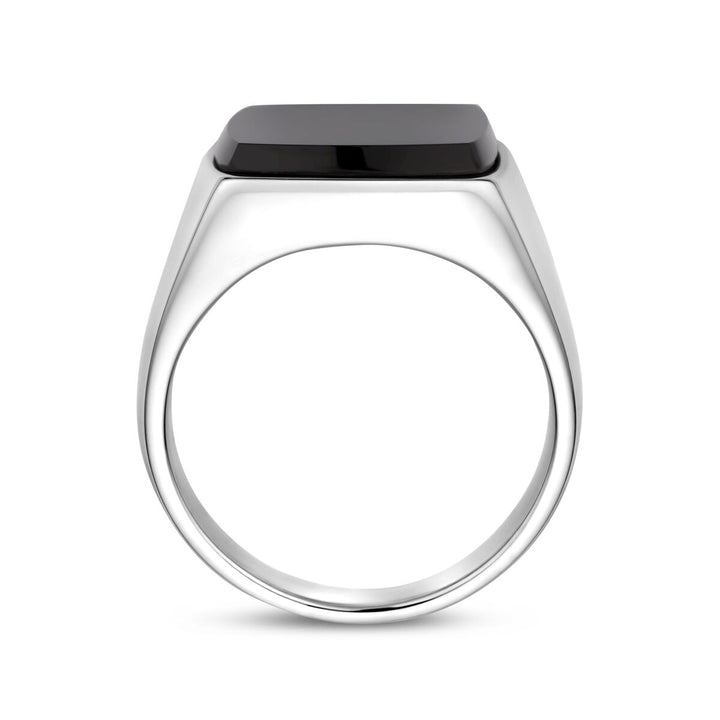 Zilveren heren zegelring met onyx – 16mm breed