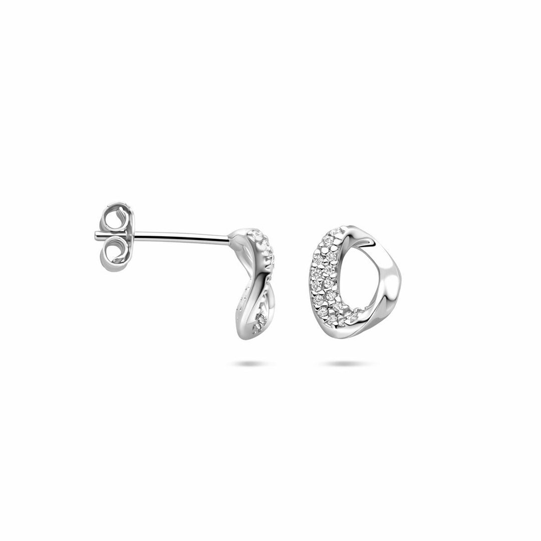 Gerhodineerd 925 zilveren oorknoppen met zirkonia
