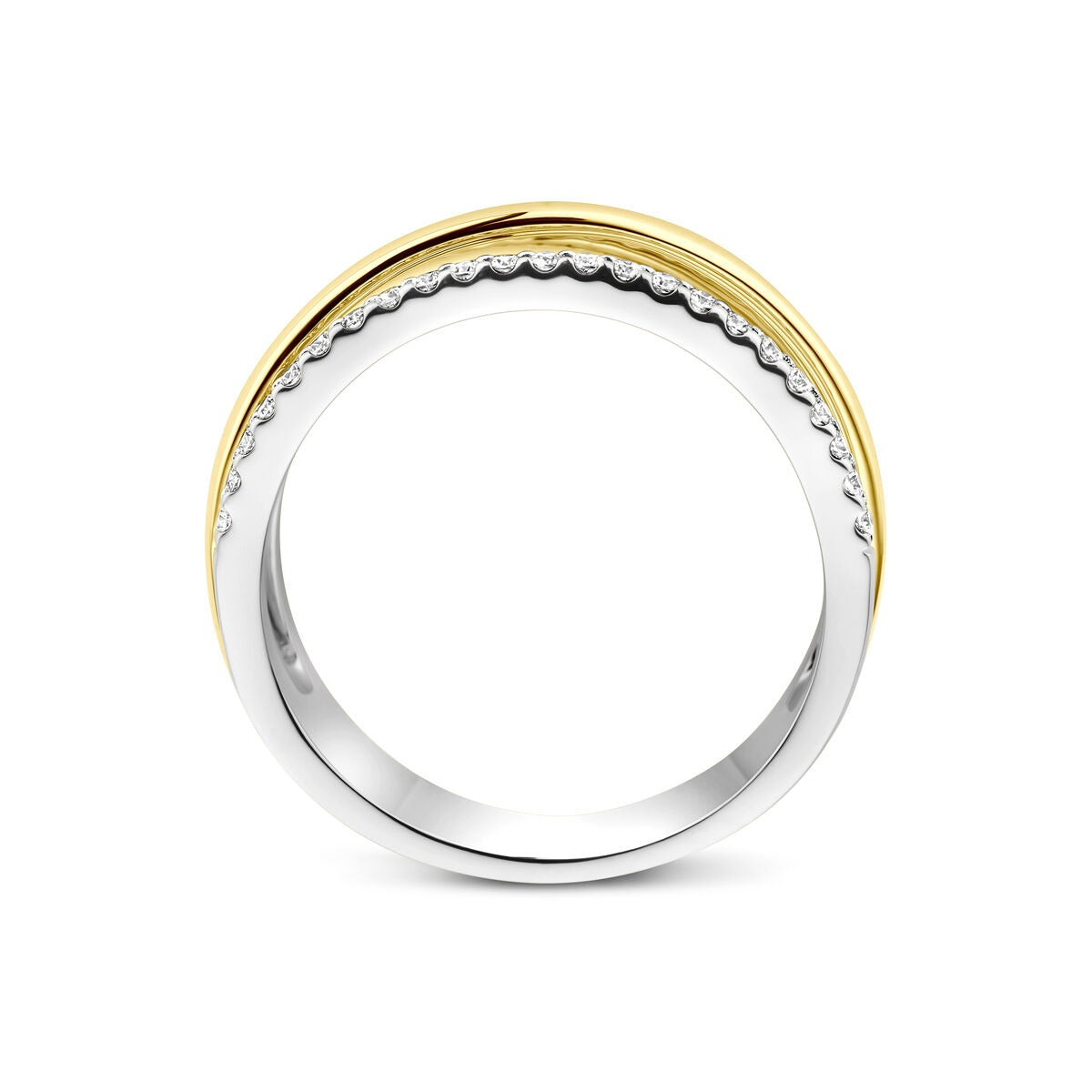 Bicolor 14k gouden ring met diamanten