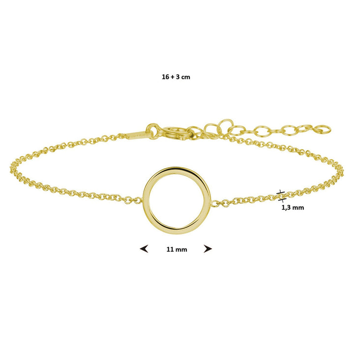 Verguld Zilveren Armband met Rondje – 16-19 cm