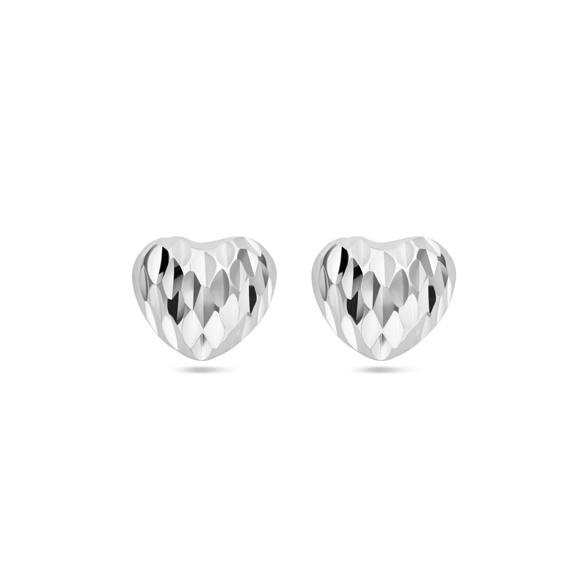 ear studs heart diamond-plated silver rhodium-plated