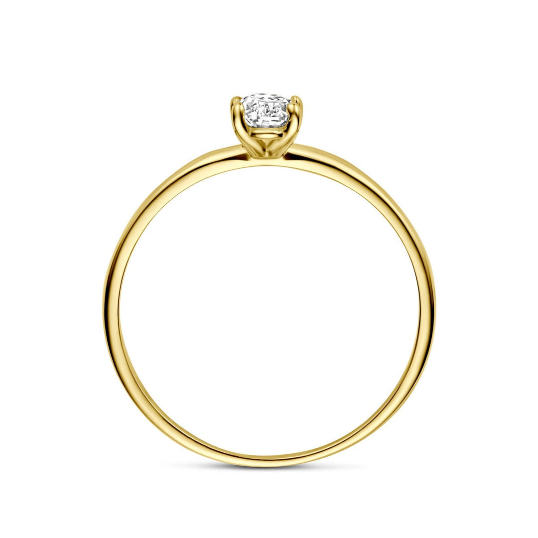 14k geelgouden damesring met ovale zirkonia – solitaire setting