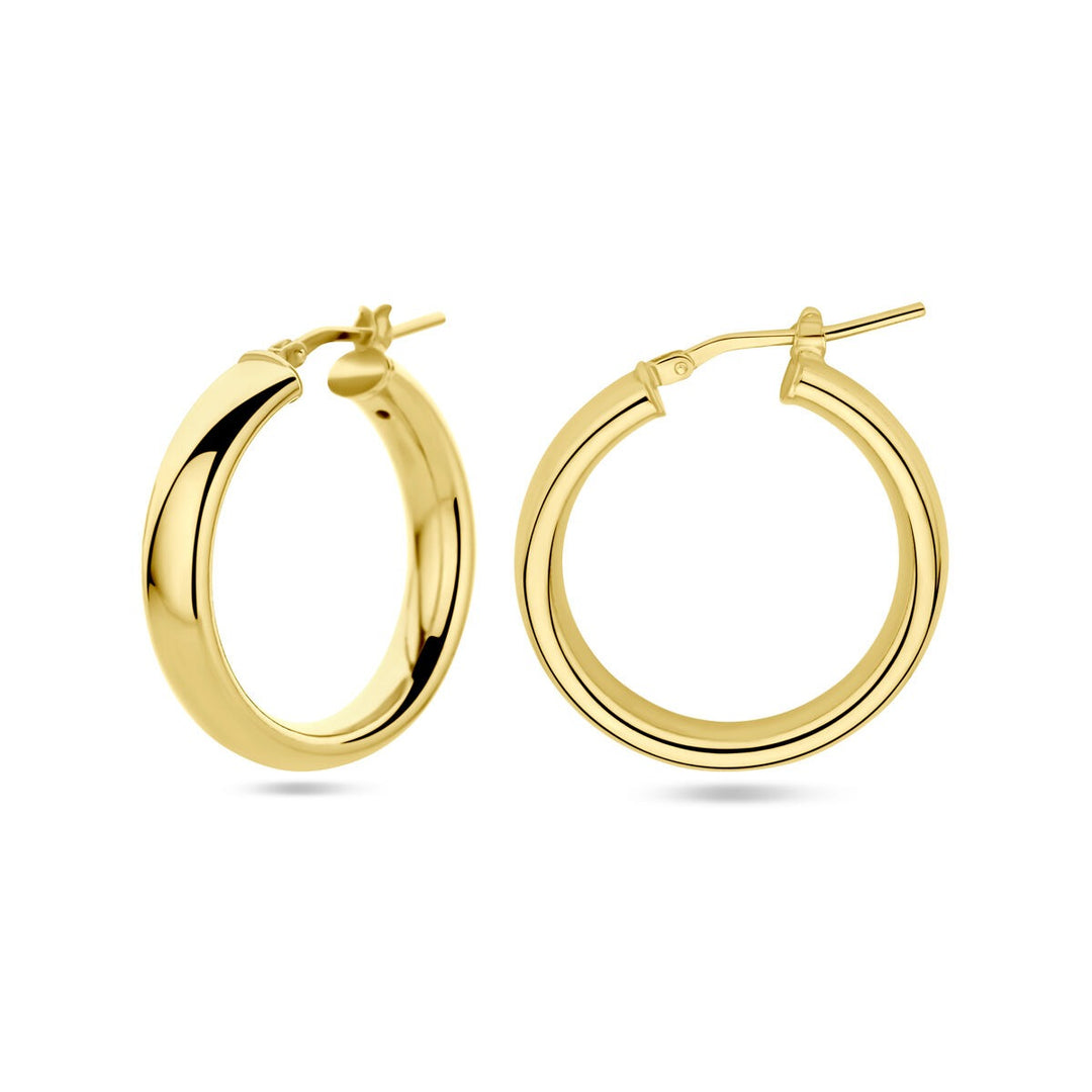 Vergulde zilveren oorringen dames – geelgoud op 925 zilver, half-rond 26 mm