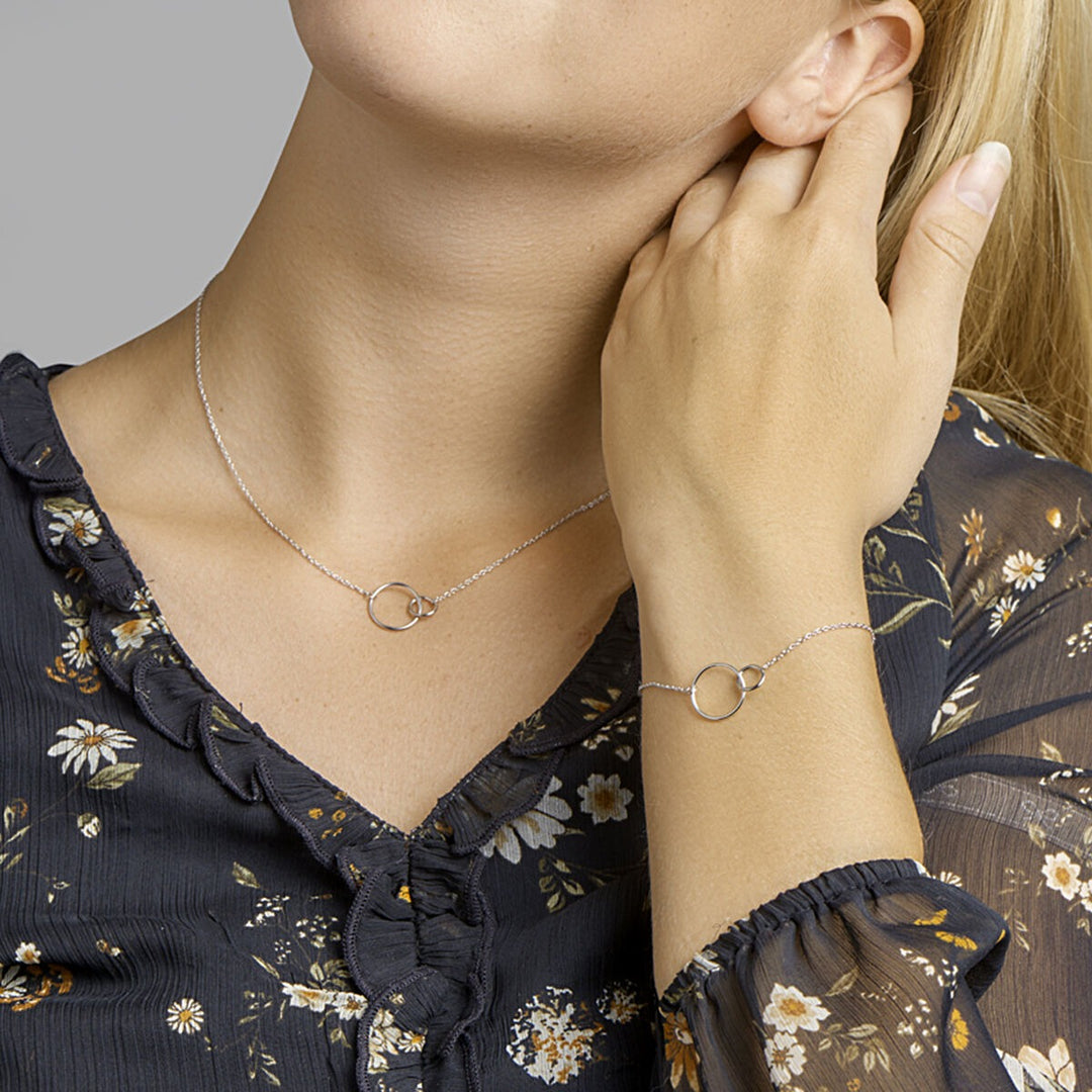 bracelet circles 16 + 2.5 cm silver rhodium plated