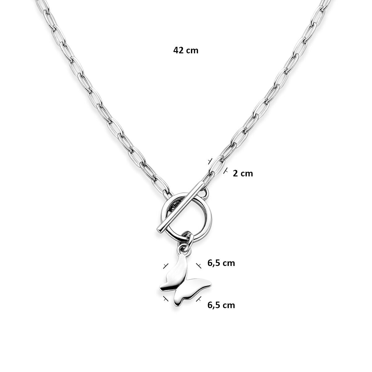 Gerhodineerd 925 zilveren collier met vlinder