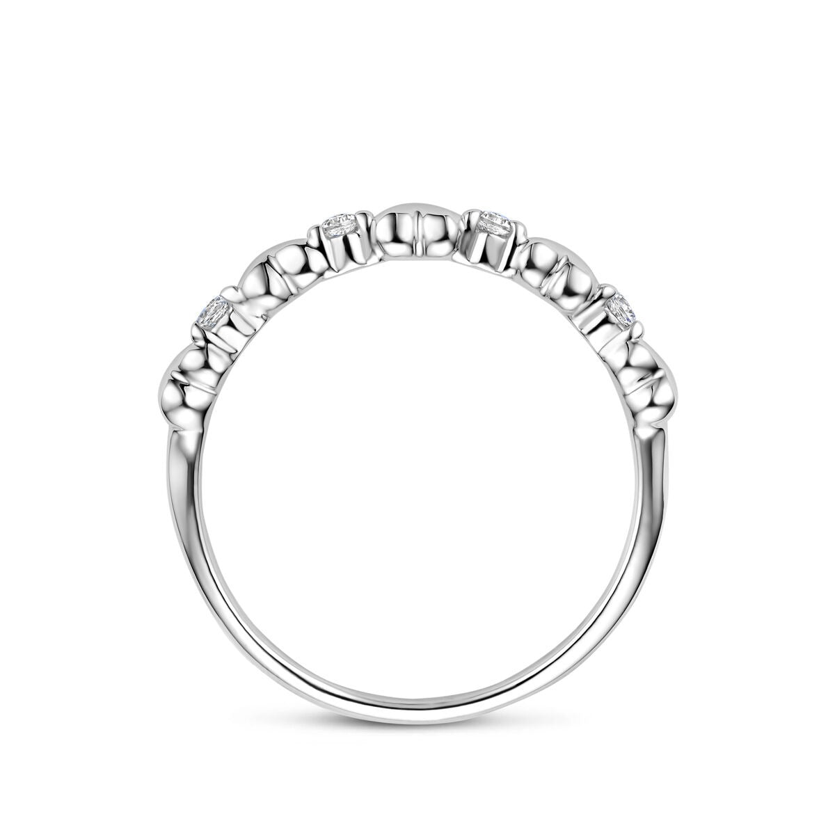 Gerhodineerd 925 zilveren ring met hartjes en zirkonia
