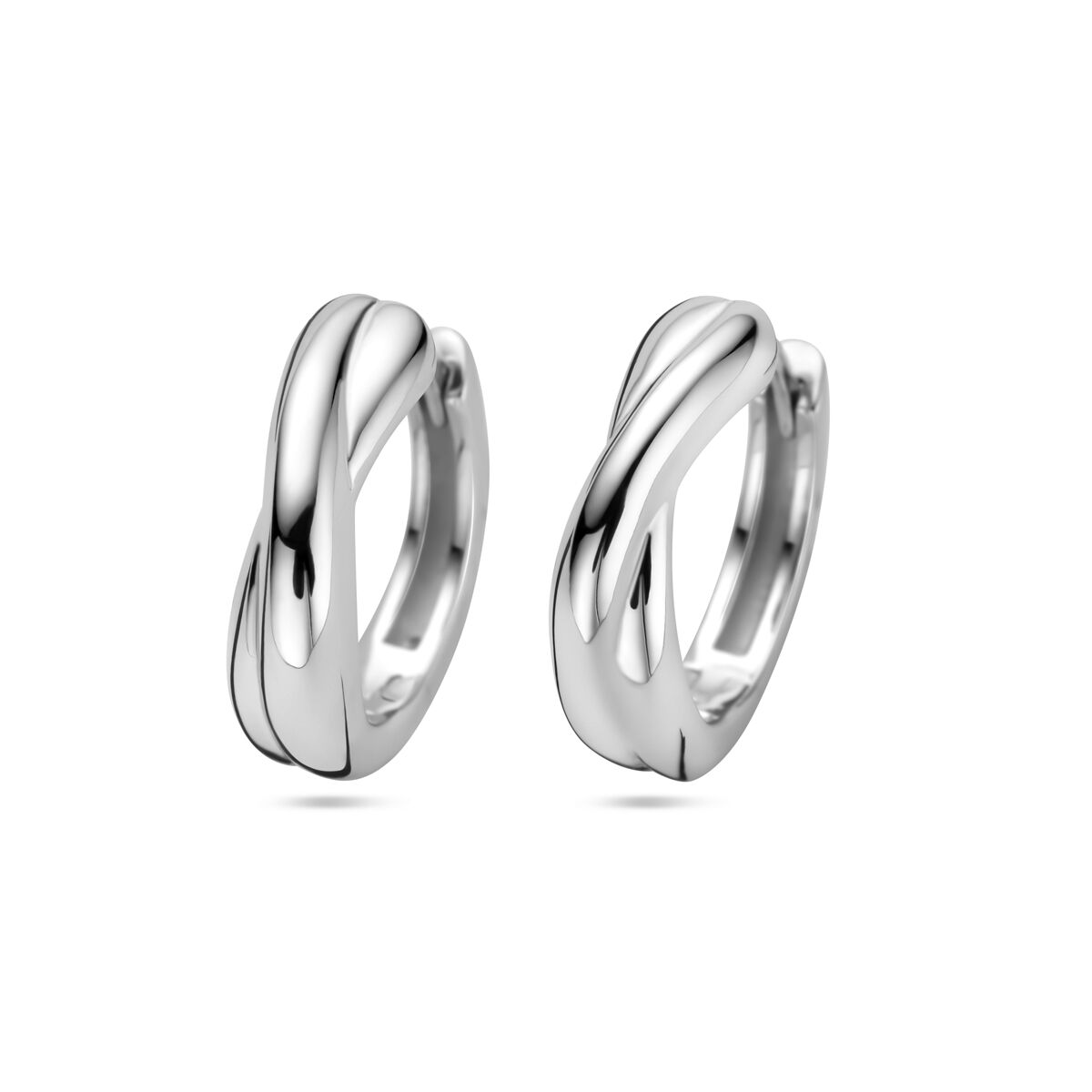 Gerhodineerde 925 zilveren klapoorringen met een moderne, gedraaide vorm van 13,5 mm.