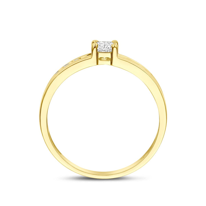 Gouden aanzoeksring – 9k geelgoud met zirkonia, 4 mm breed