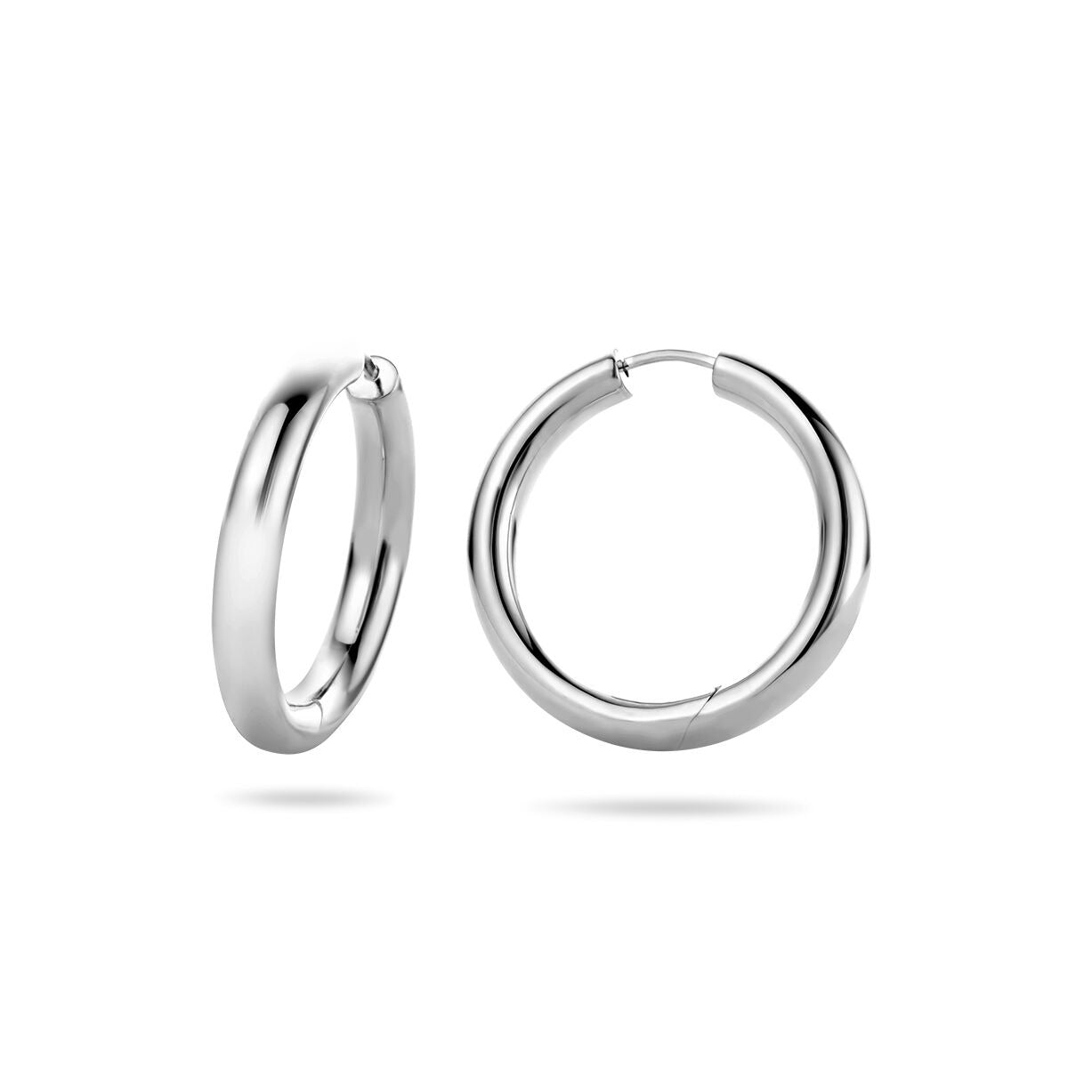 Zilveren klapoorringen dames – gerhodineerd 925 zilver 28x4 mm