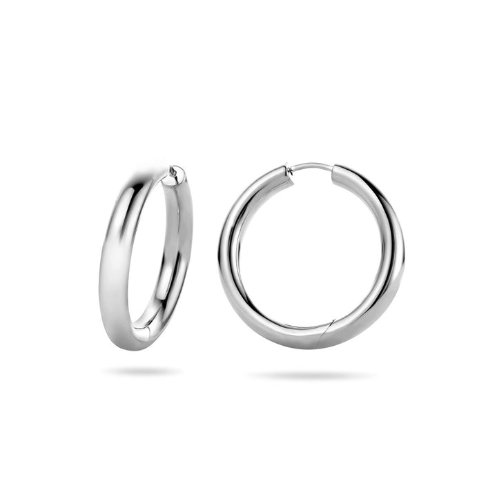 Zilveren klapoorringen dames – gerhodineerd 925 zilver 28x4 mm