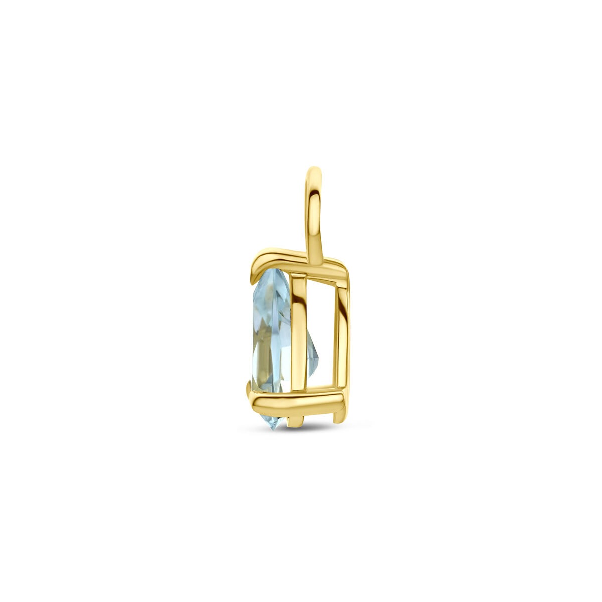 14k geelgouden oorringhanger met blauwe topaas