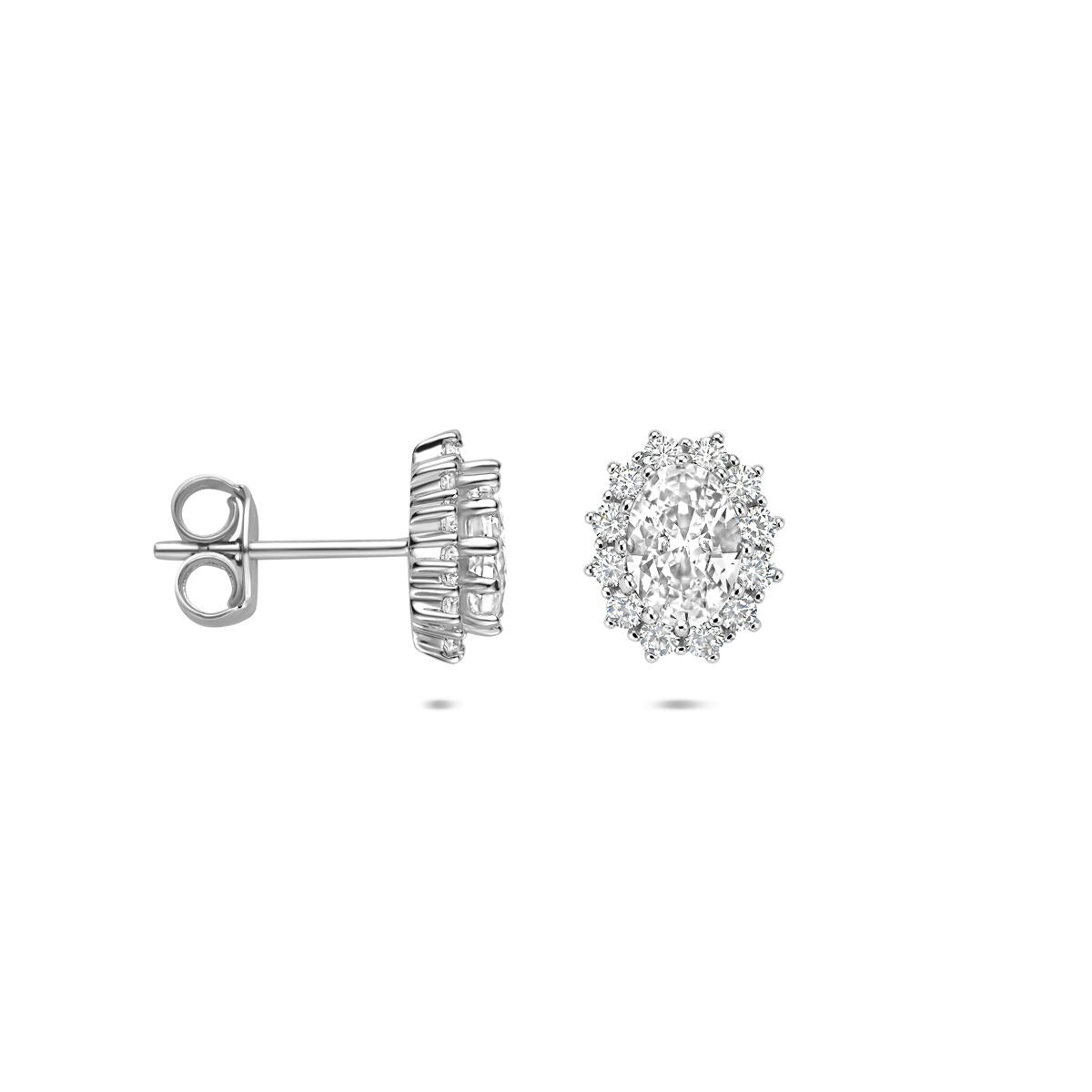 Zilveren oorknoppen met zirkonia – gerhodineerd 925 zilver