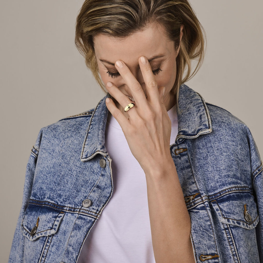 14k Geelgouden dames ring met brede band