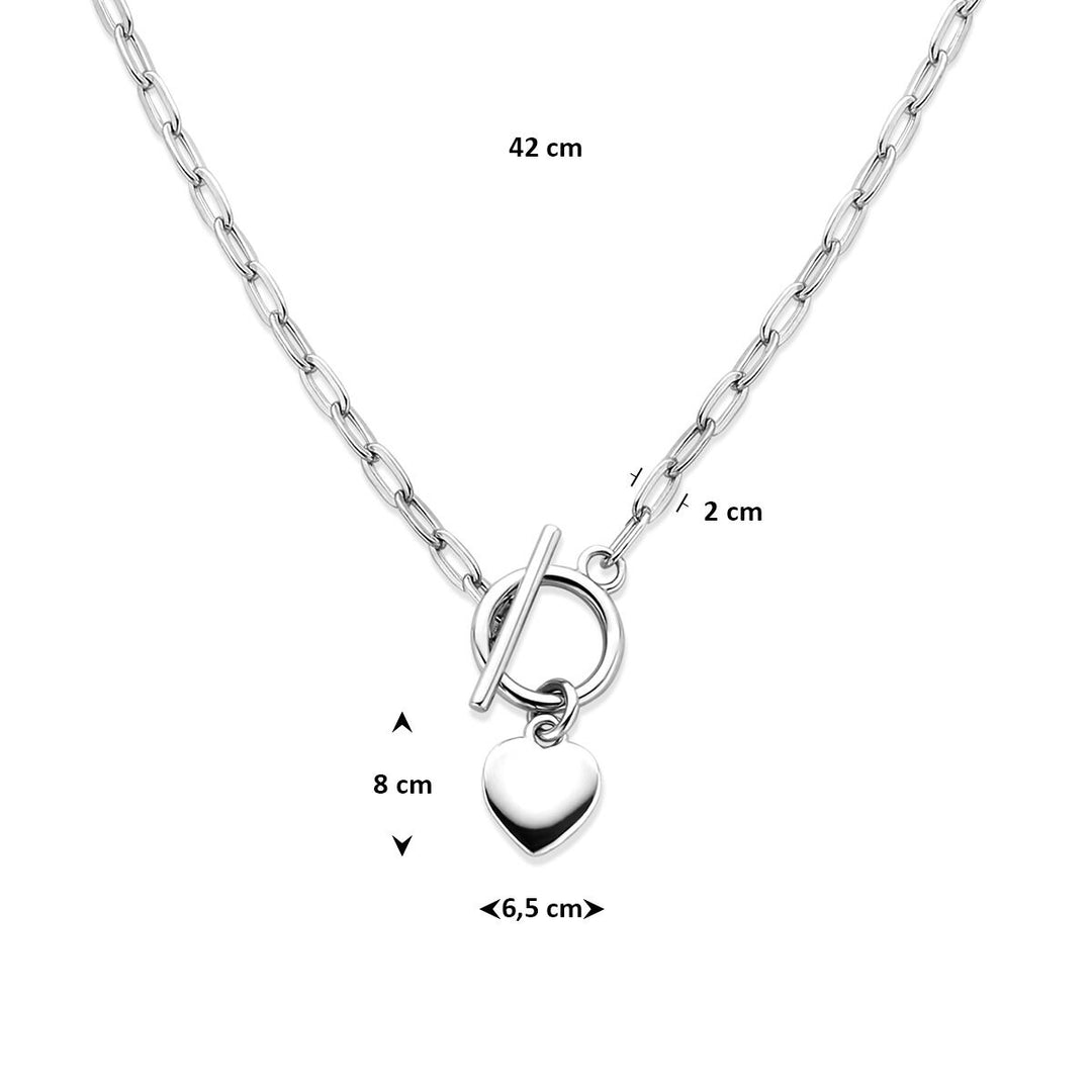 Gerhodineerd 925 zilveren collier met hartje