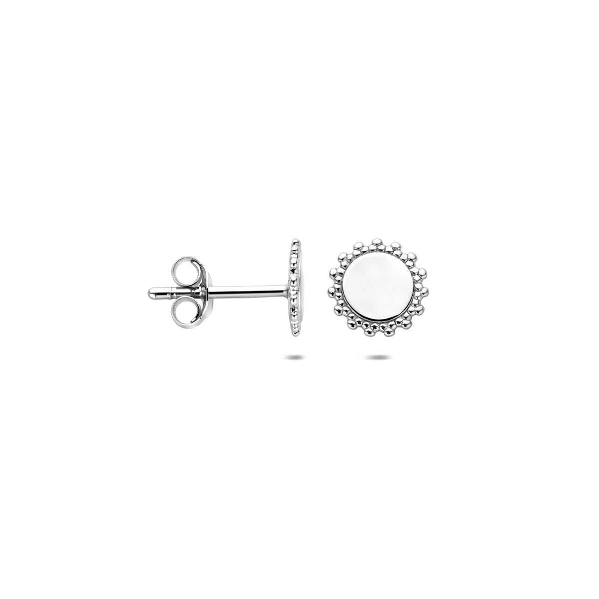 Zilveren oorknoppen rond gerhodineerd 7,5 mm