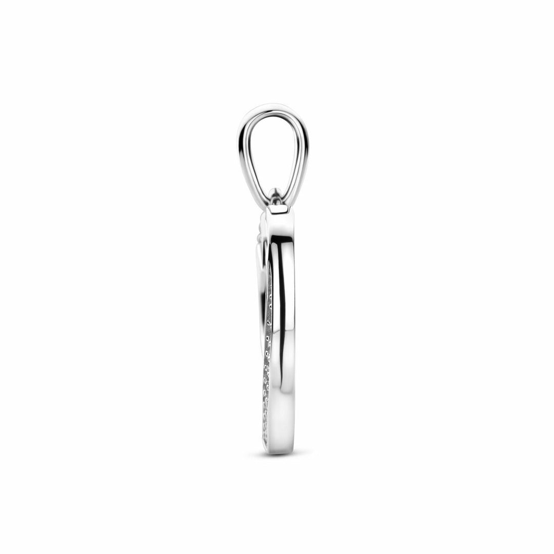Zilveren hanger hartje met zirkonia 925 gerhodineerd – 21 mm