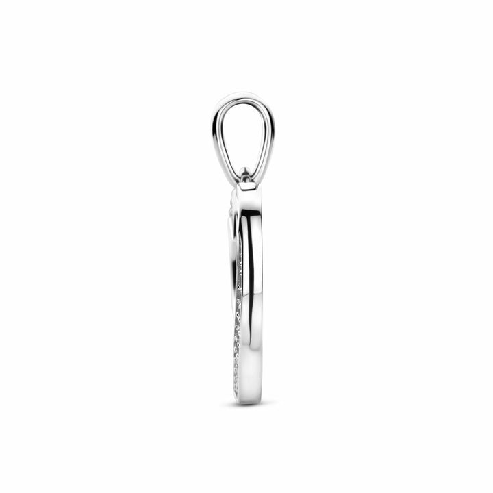 Zilveren hanger hartje met zirkonia 925 gerhodineerd – 21 mm