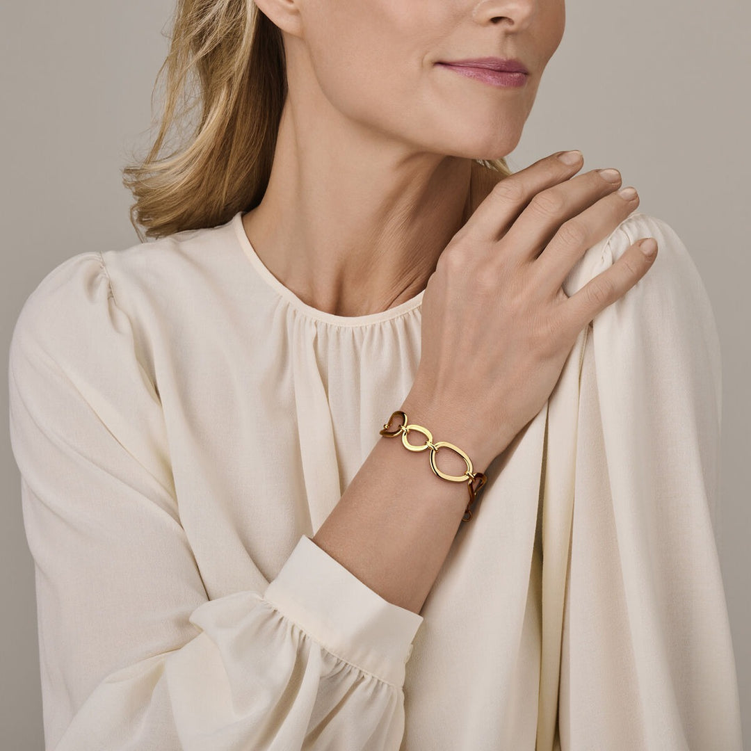 Gouden dames armband 14k met brede schakel