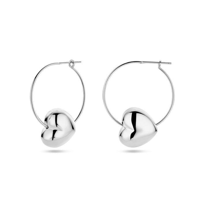 earrings heart silver rhodium plated