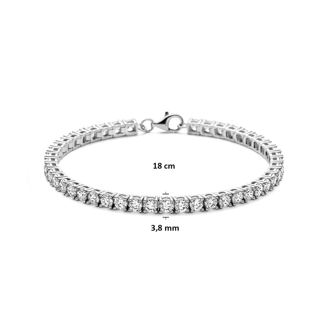 tennis bracelet zirconia 4.2 mm 18.5 cm silver rhodium plated