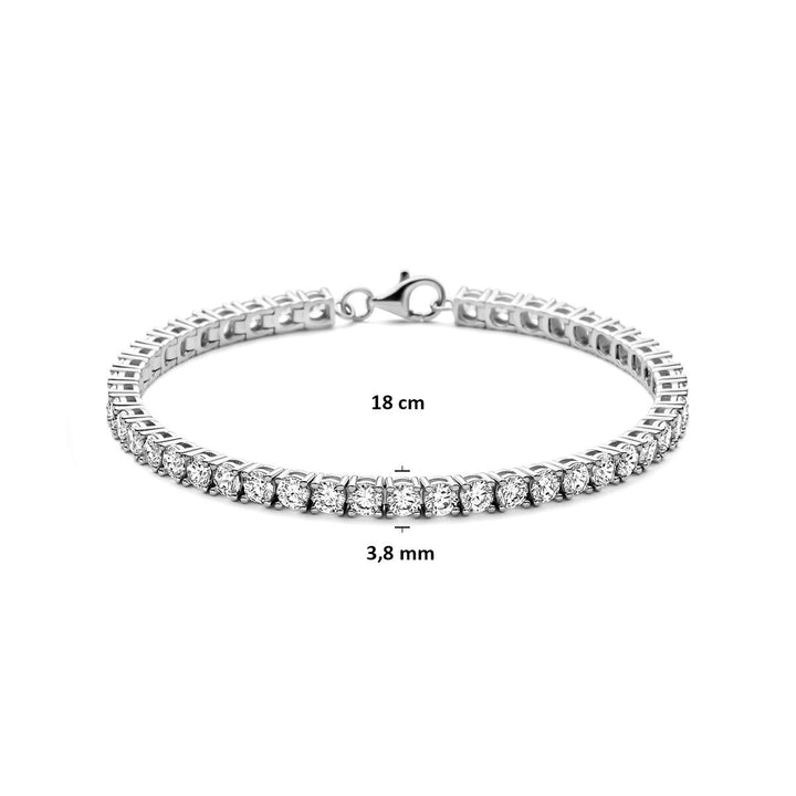tennis bracelet zirconia 4.2 mm 18.5 cm silver rhodium plated