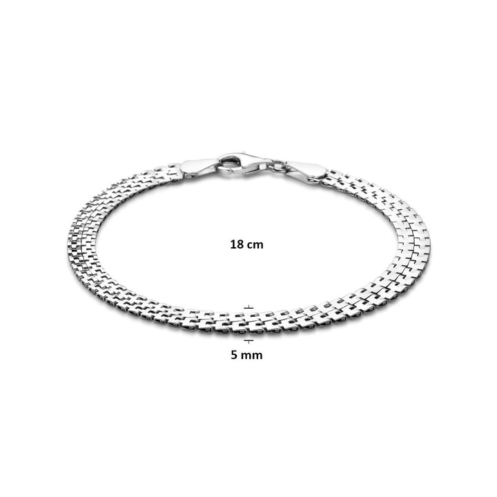 Zilveren dames armband – gerhodineerd met fantasie schakel 5 mm 18 cm