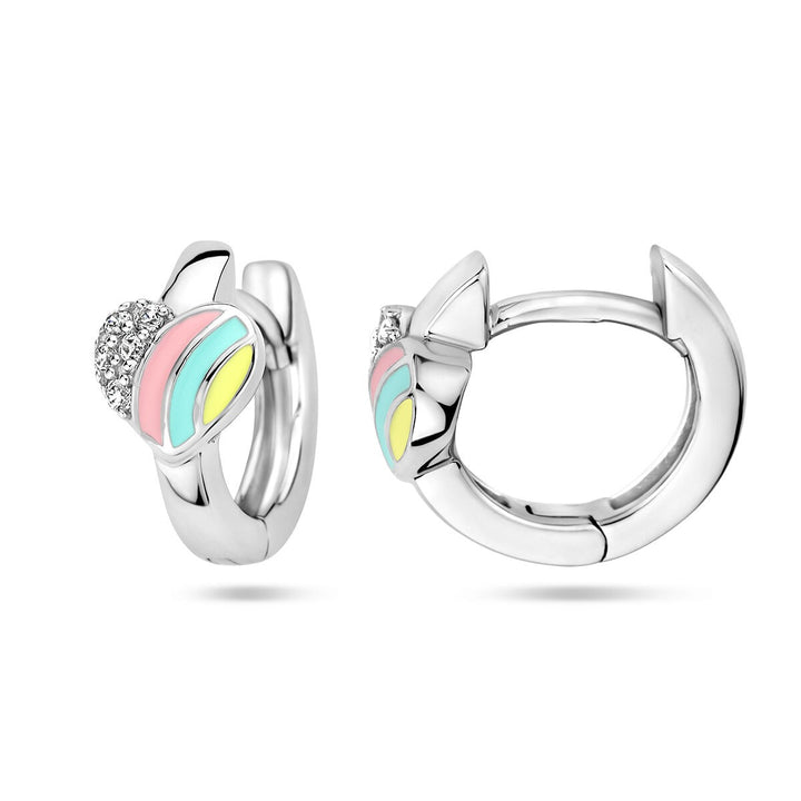 Zilveren kinder oorringen – gerhodineerd met hart en zirkonia