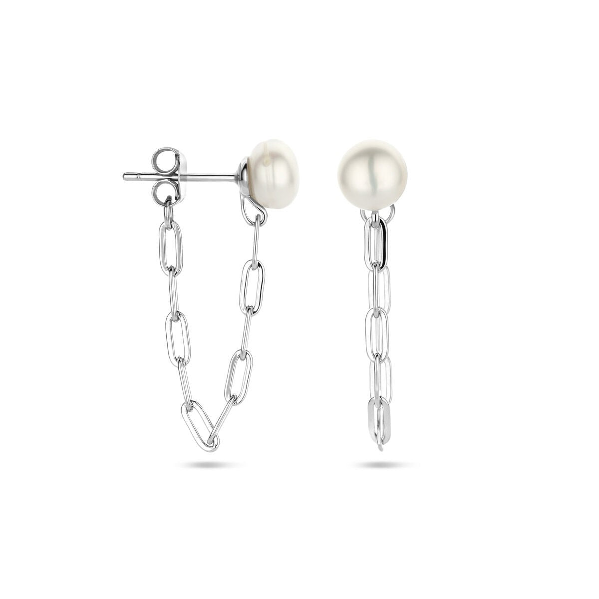 oorknoppen parel 6,5 mm zilver gerhodineerd