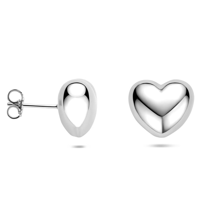 Zilveren oorknopjes hartje gerhodineerd 13 mm