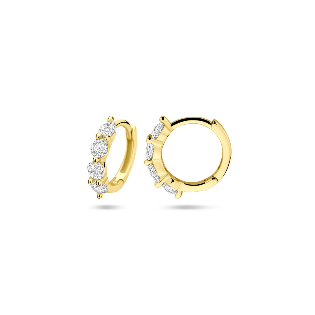 Vergulde zilveren klapoorringen met zirkonia – Ø12.5 mm