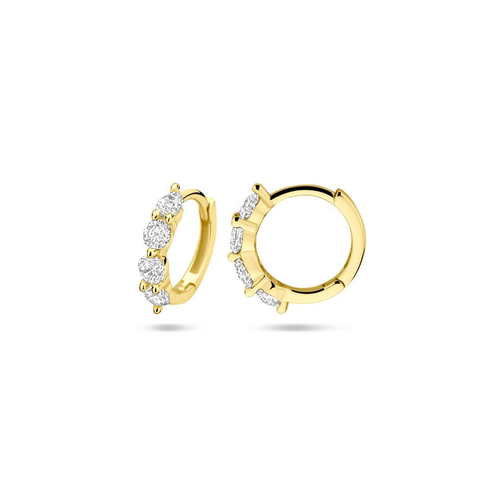 Vergulde zilveren klapoorringen met zirkonia – Ø12.5 mm