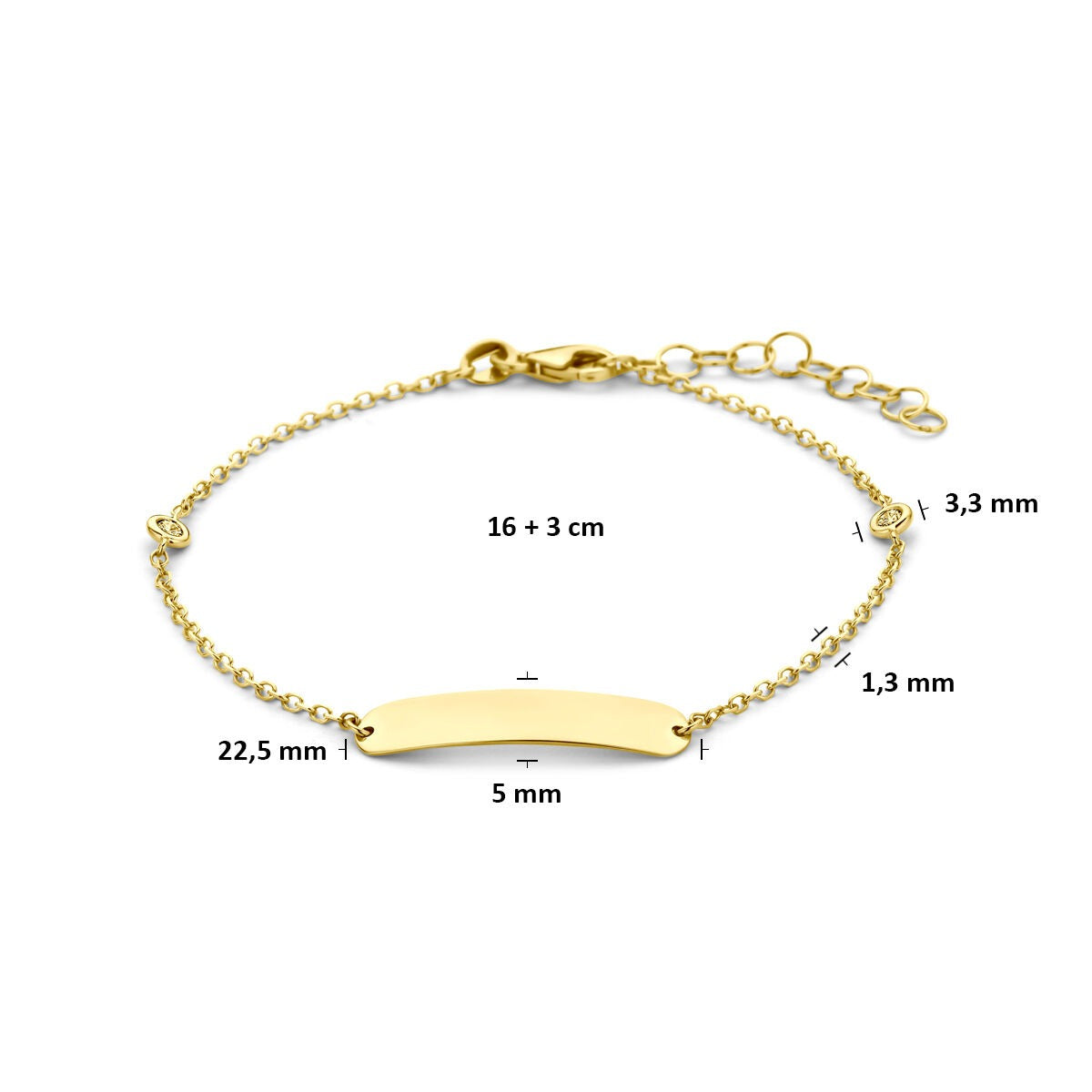 14k Geelgouden graveerarmband met lab grown diamant