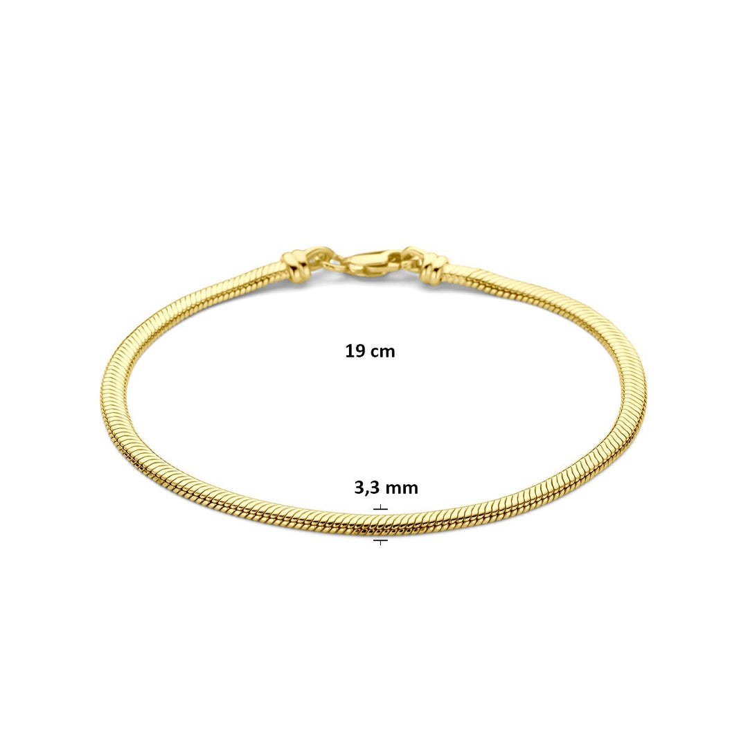 9k Geelgouden slangenarmband met zilveren kern