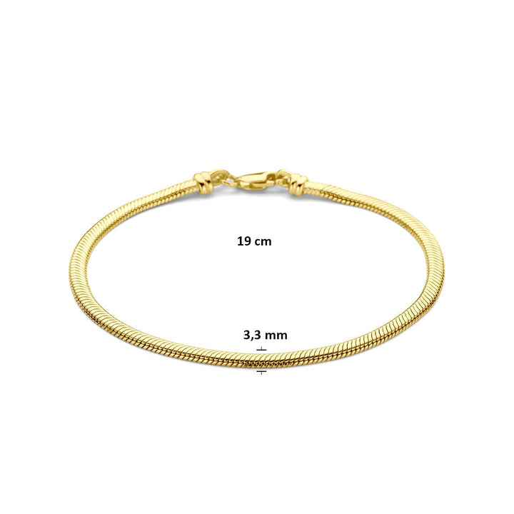 9k Geelgouden slangenarmband met zilveren kern