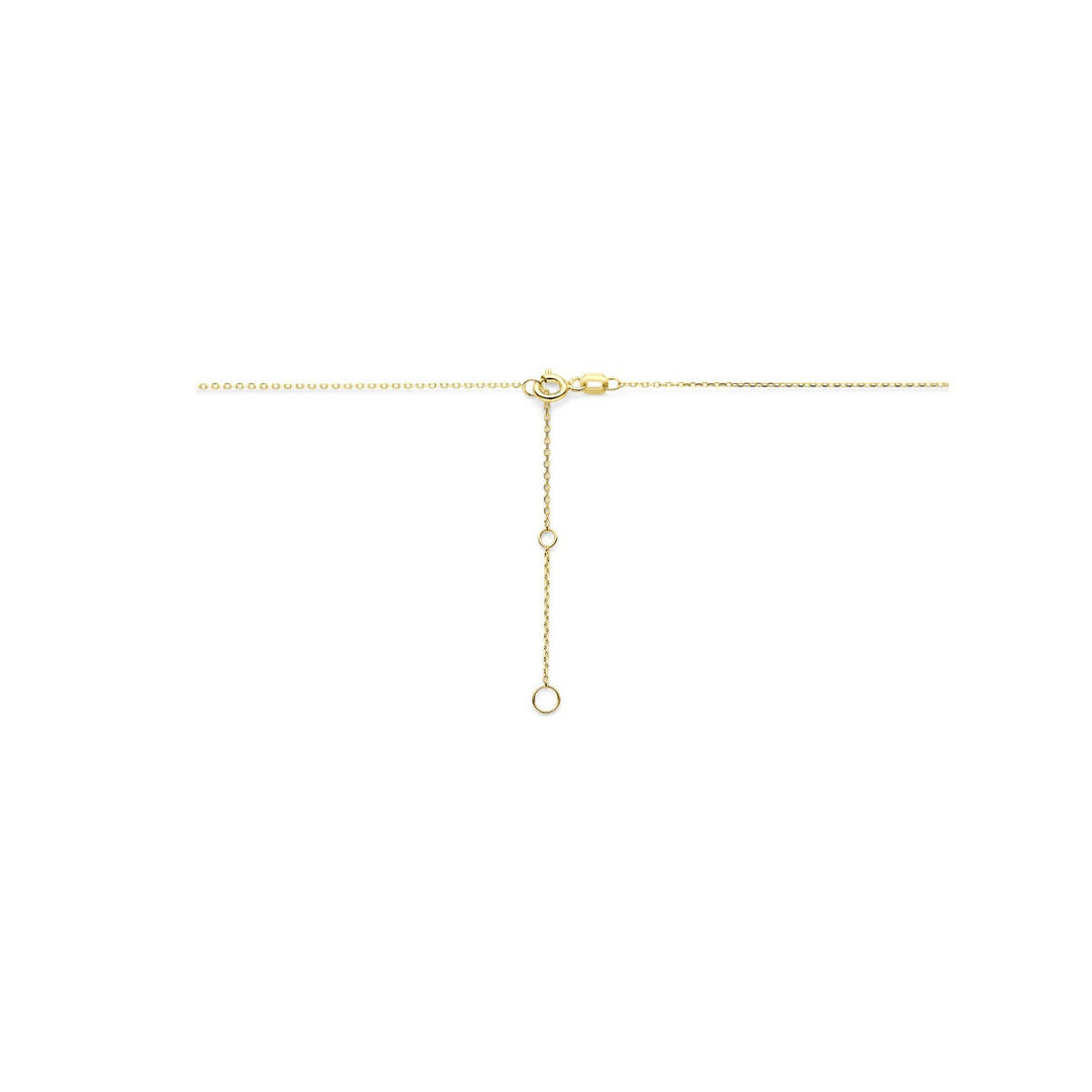 14k Geelgouden collier met gekleurde zirkonia – verstelbaar van 41 tot 45 cm