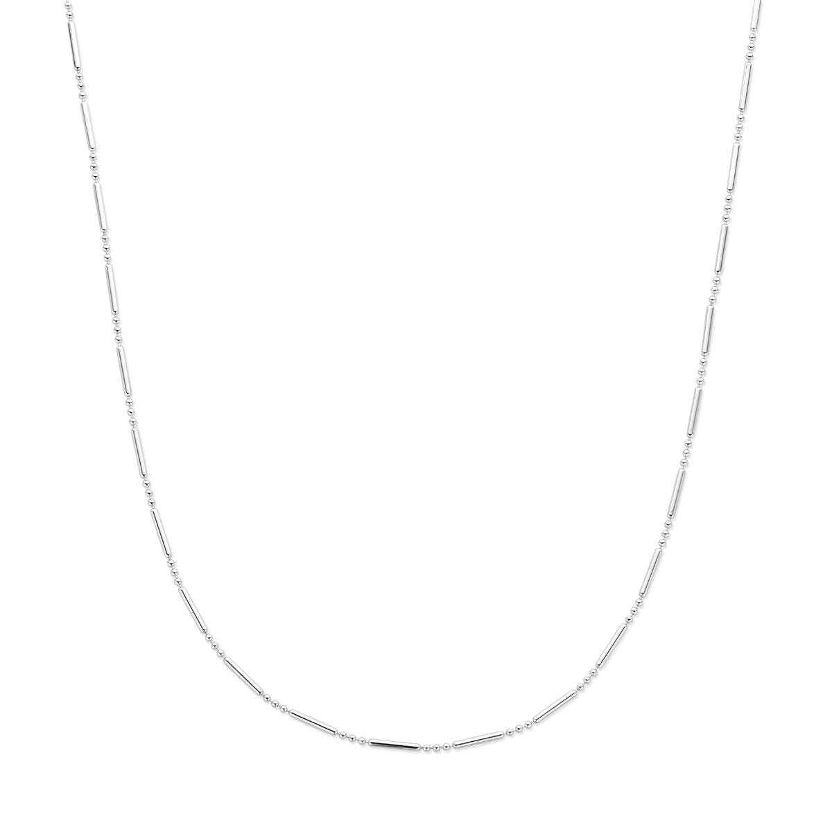 Gerhodineerde zilveren damesketting van 1,5 mm, lengte 41 + 4 cm, zonder hanger.