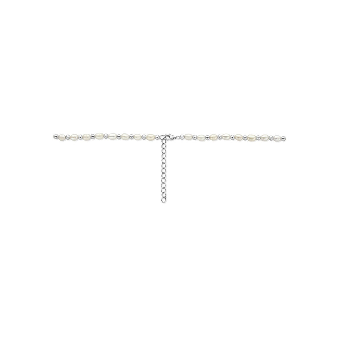 Gerhodineerd 925 zilveren collier met parels