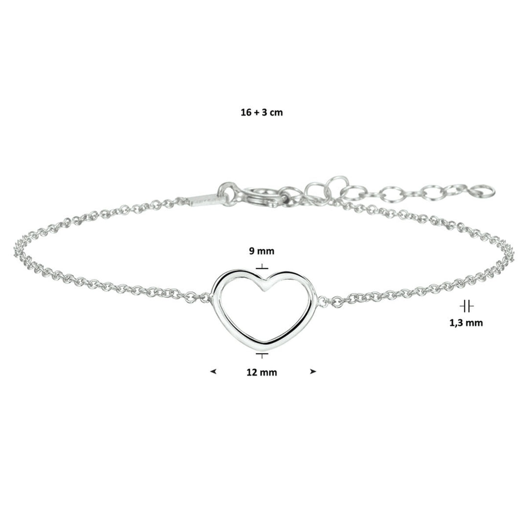 Zilveren armband met hartje – gerhodineerd 925 zilver