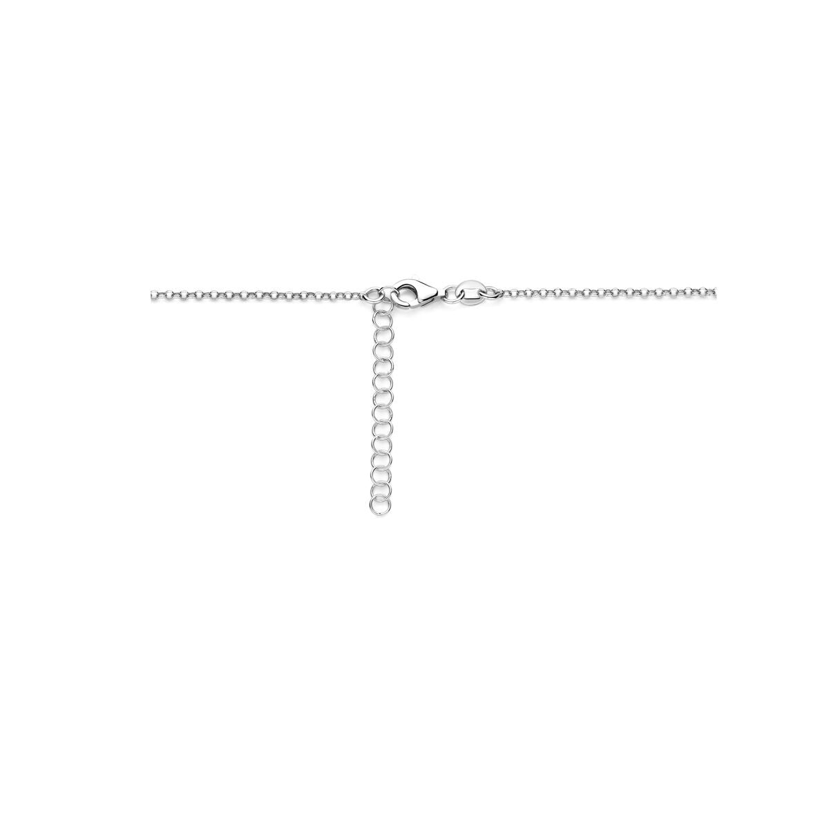 Zilveren dames ketting met druppel hanger – gerhodineerd 925 41 + 4 cm