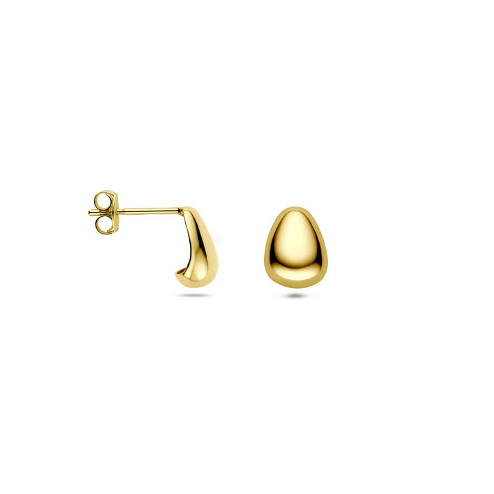 14k Geelgouden dames oorknoppen met poussettesluiting