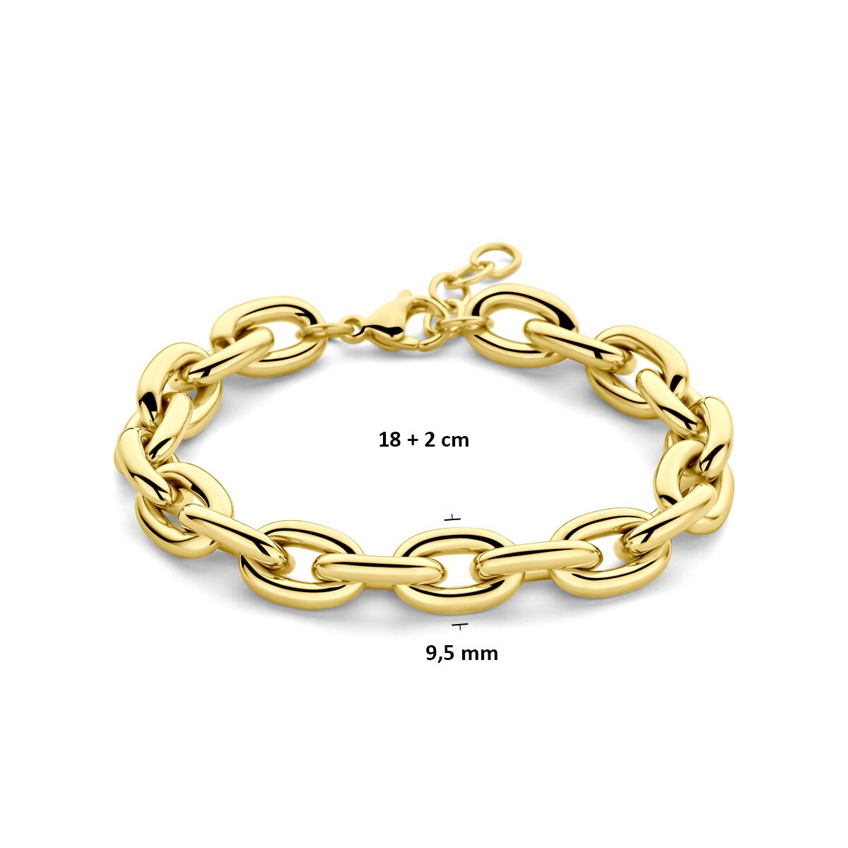 Goudkleurige stalen anker armband 18–20cm