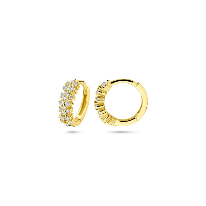 Vergulde zilveren klapoorringen met zirkonia – diameter 11.5 mm