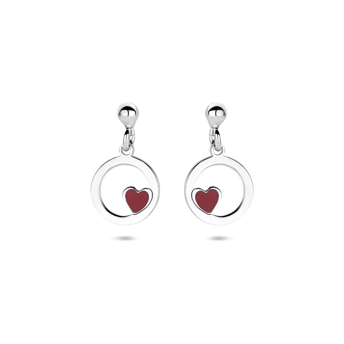 Zilveren kinder oorhangers hartje gerhodineerd met emaille 17 mm