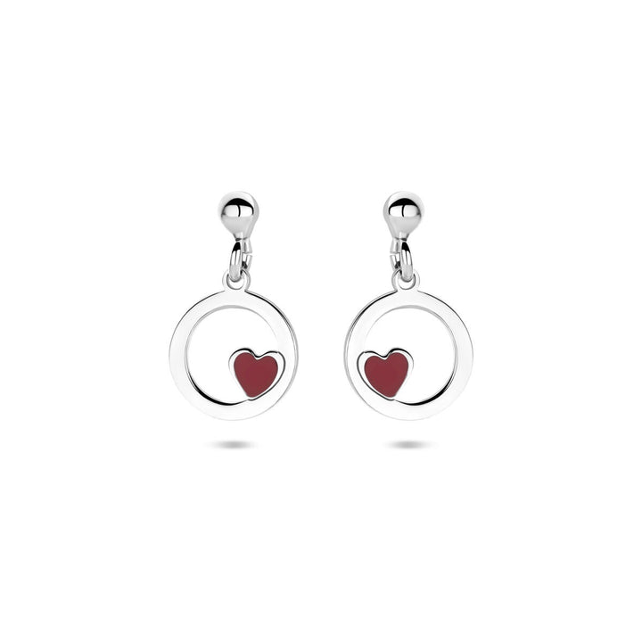 Zilveren kinder oorhangers hartje gerhodineerd met emaille 17 mm