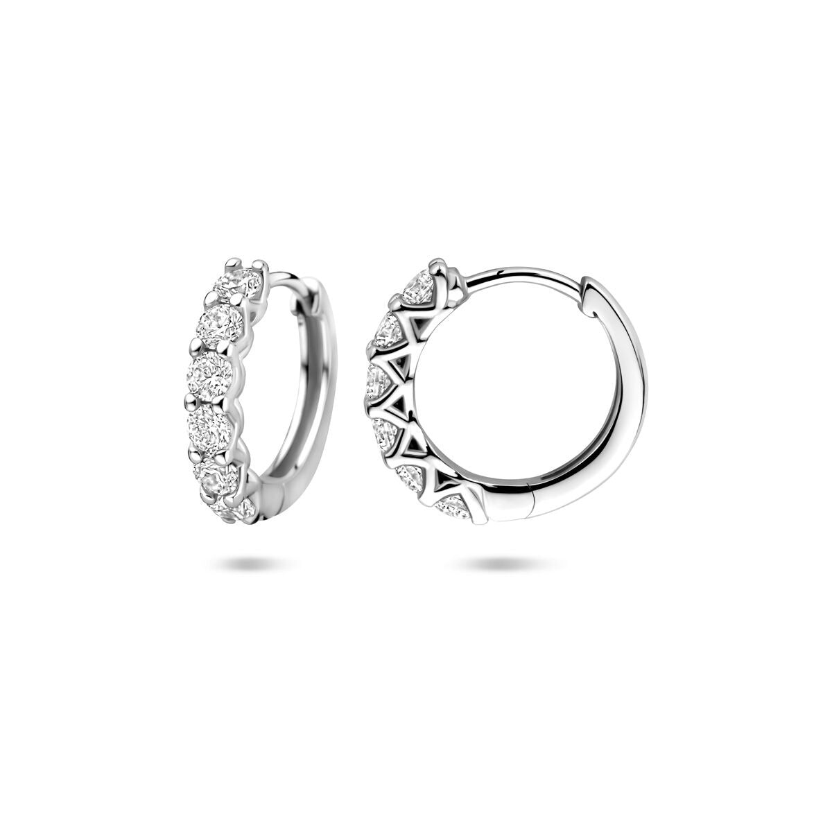 Zilveren klapoorringen met zirkonia 14,5 mm