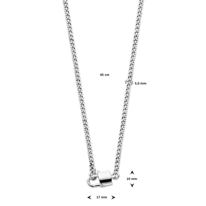 Zilveren dames ketting – gerhodineerd collier met slot hanger